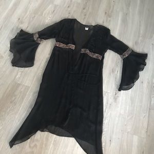 Magical Black Sheer Duster w/Beaded Detail